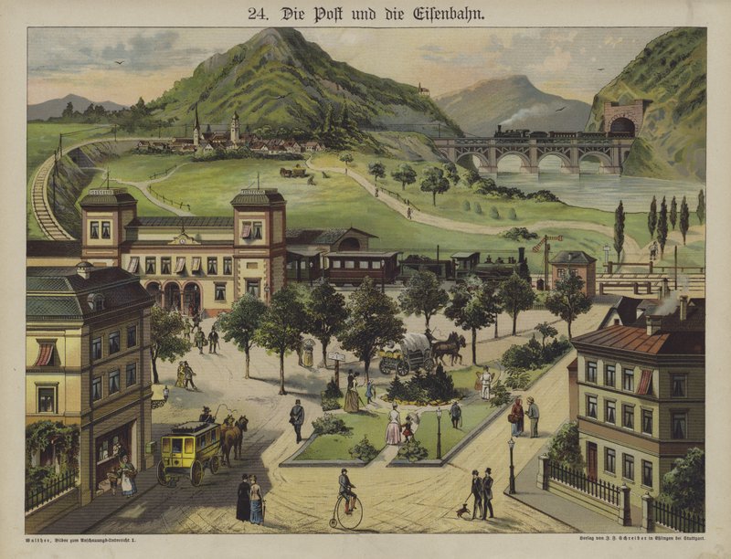 Pošta a železnice (barva lito) od German School