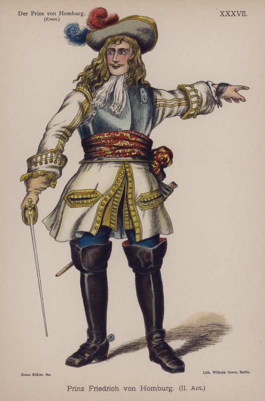 Princ Friedrich z Homburgu, z Der Prinz von Homburg (Princ z Homburgu) od Heinricha von Kleista (barevné lito) od German School