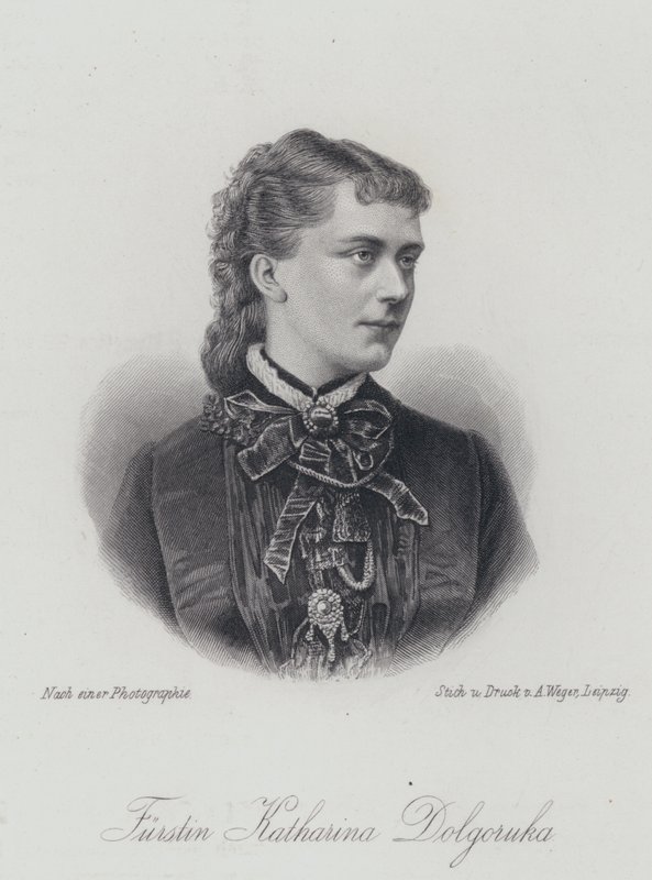 Princezna Kateřina Dolgoruková, milenka a pozdější morganatická manželka ruského cara Alexandra II. (rytina) od German School