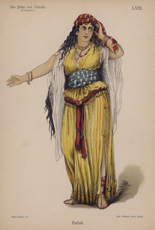 Rahel, z Die Judin von Toledo (Židovka z Toleda) od Franze Grillparzera (barevné lito) od German School