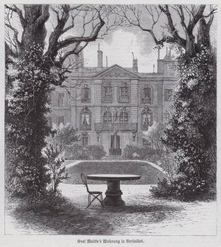 Rezidence polního maršála Helmutha von Moltke, vítězného velitele pruských armád ve francouzsko-pruské válce, Versailles, Francie (rytina) od German School