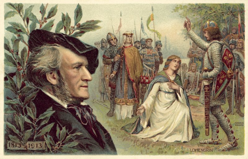 Richard Wagner a scéna z jeho opery Lohengrin od German School