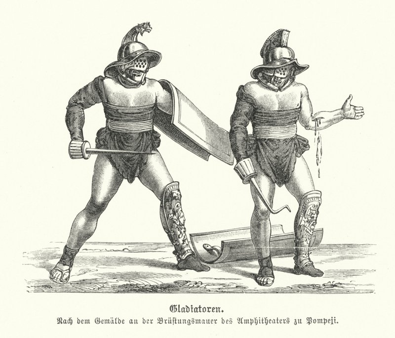 Římští gladiátoři (rytina) od German School