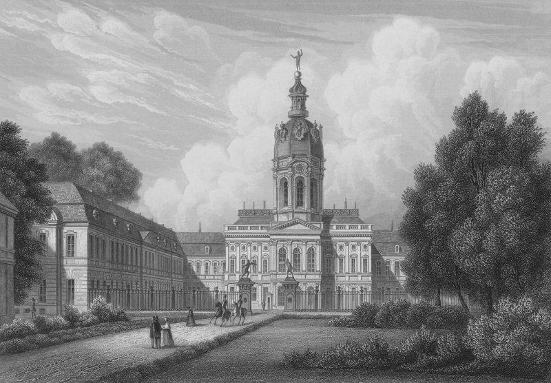 Královský palác Charlottenburg, Berlín (ocelová rytina) od German School