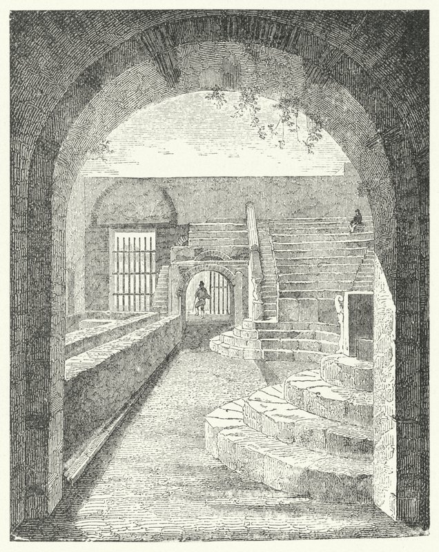 Ruiny malého divadla v Pompejích (rytina) od German School