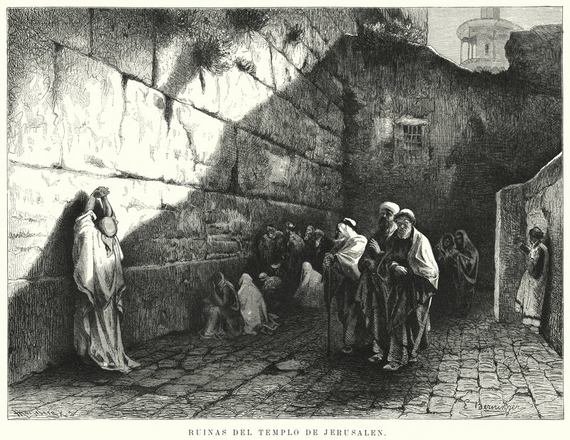 Ruiny jeruzalémského chrámu (litho) od German School