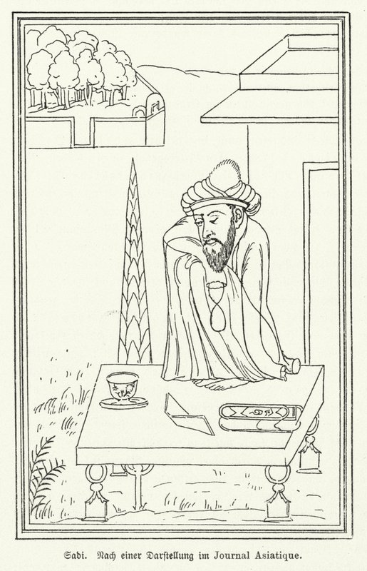 Saadi Shirazi , perský básník (litho) od German School