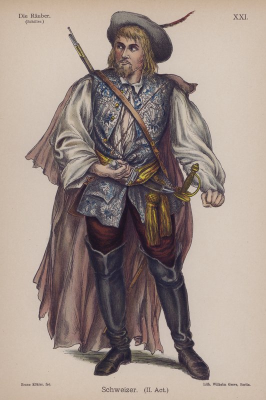 Schweizer, z Die Rauber (Loupežníci) od Friedricha Schillera (barevné lito) od German School