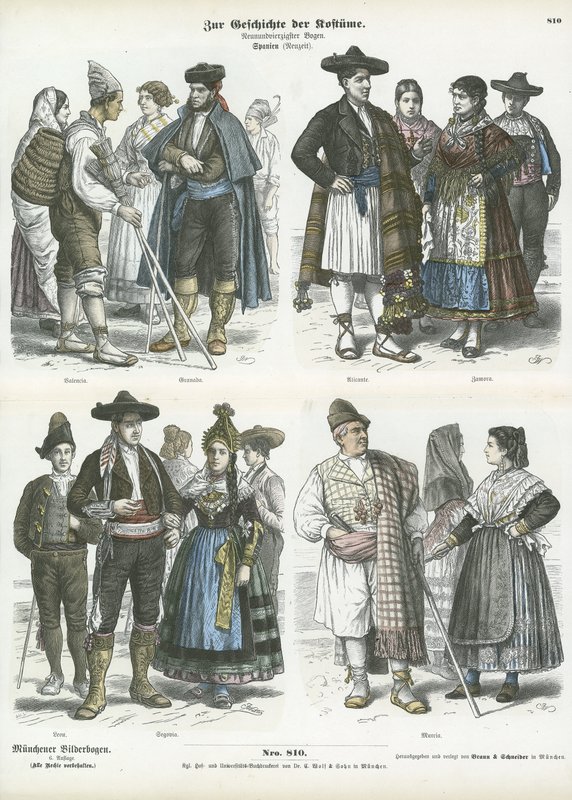 Španělské regionální kroje, 19. století od German School