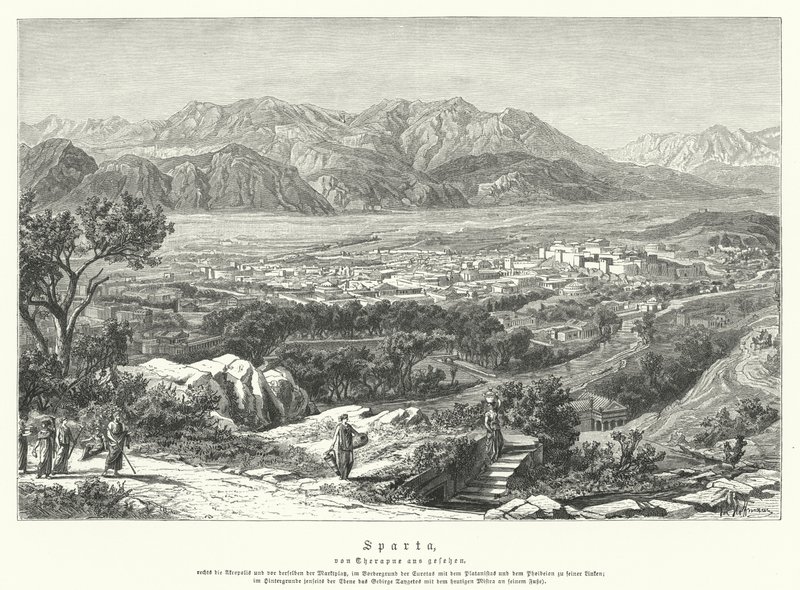 Sparta, starověké Řecko (rytina) od German School