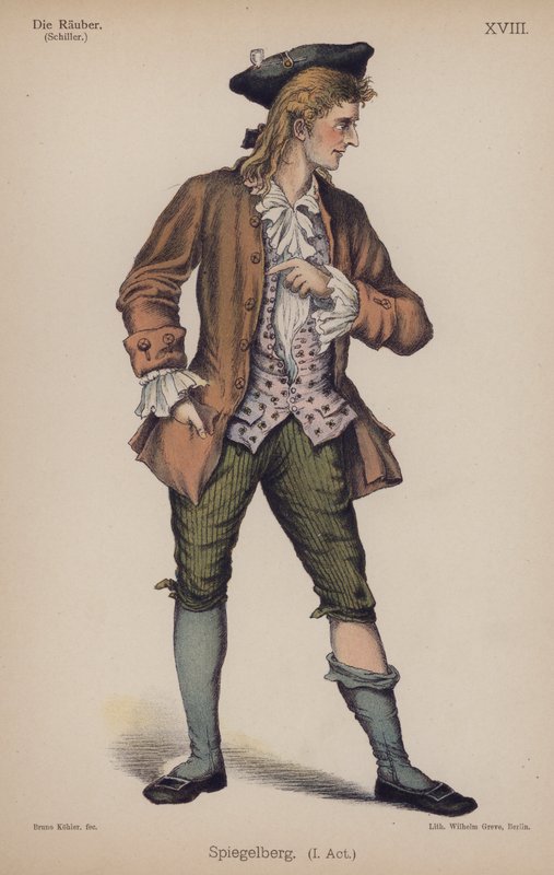 Spiegelberg, z Die Rauber (Loupežníci) od Friedricha Schillera (barevné lito) od German School