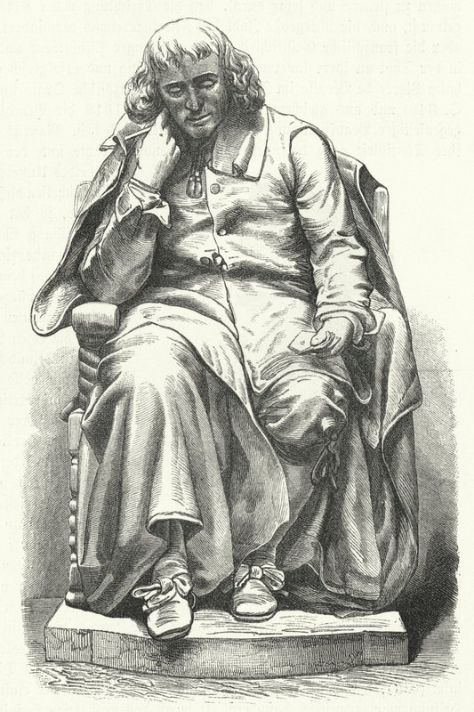 Socha nizozemského filozofa Barucha Spinozy v Haagu (rytina) od German School