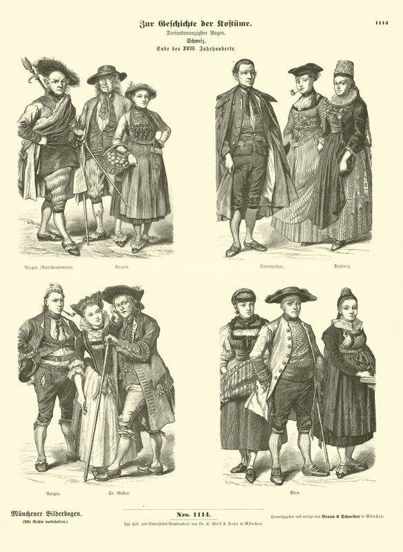 Švýcarské kostýmy, konec 18. století od German School