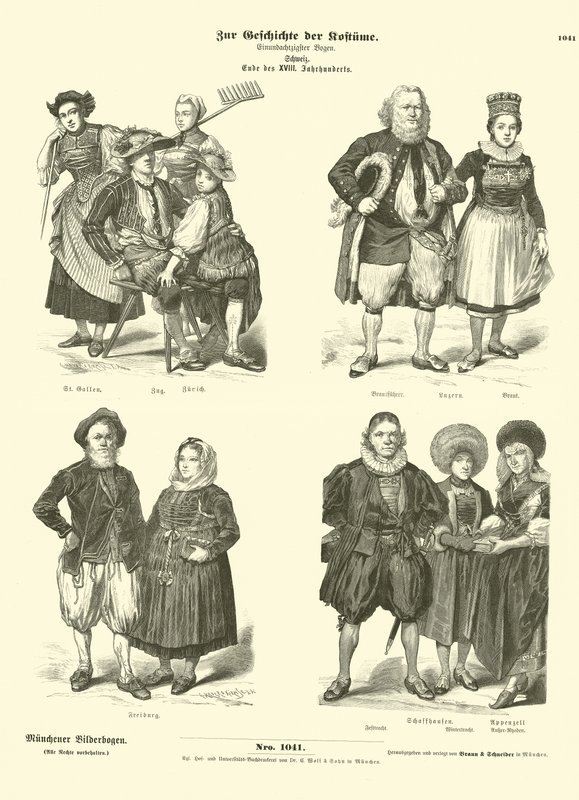 Švýcarské kostýmy, konec 18. století od German School