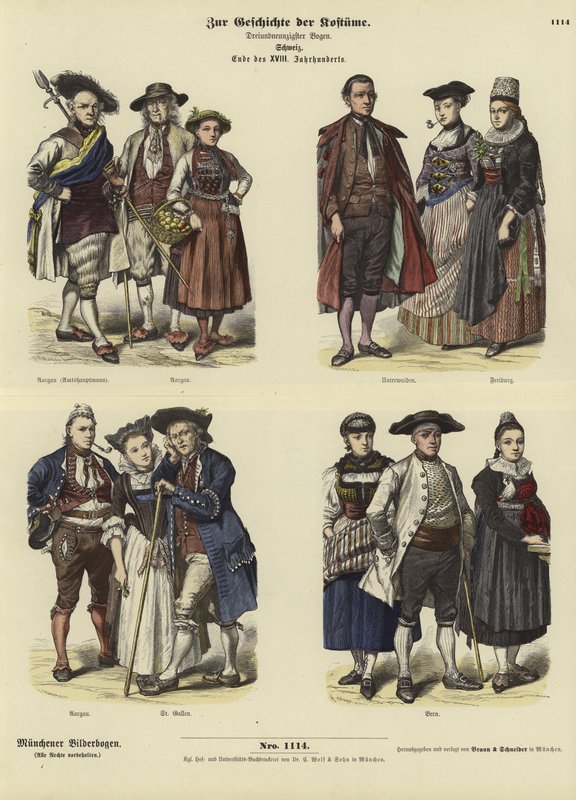 Švýcarské kostýmy, konec 18. století od German School