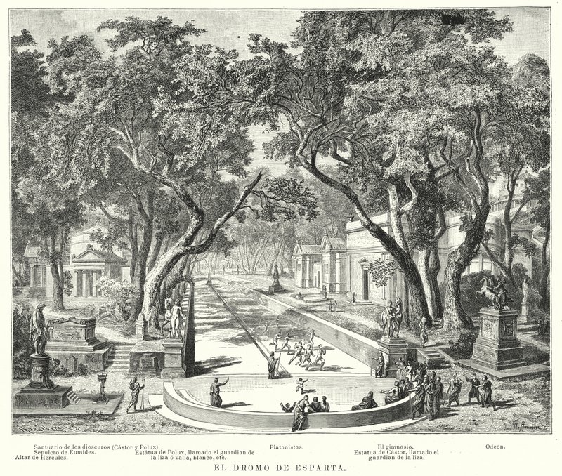 Dromos ve Spartě, starověké Řecko (litho) od German School