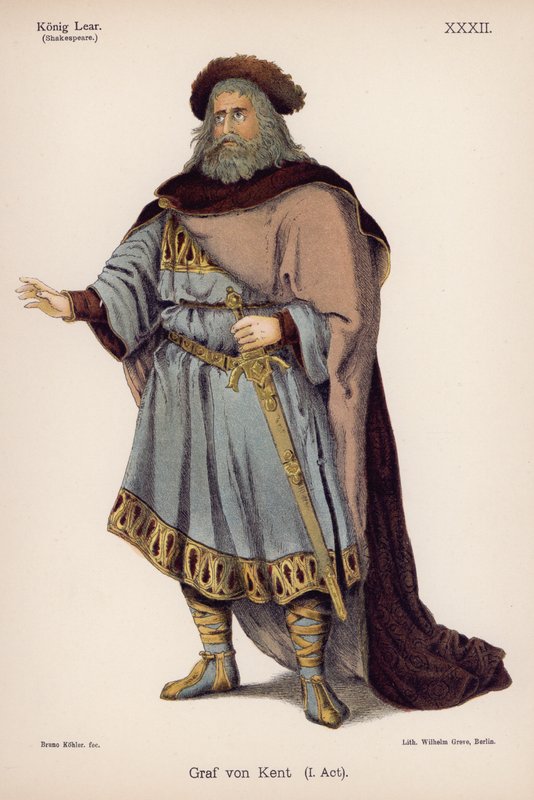Vévoda z Kentu, ze Shakespearova Krále Leara (barevné lito) od German School