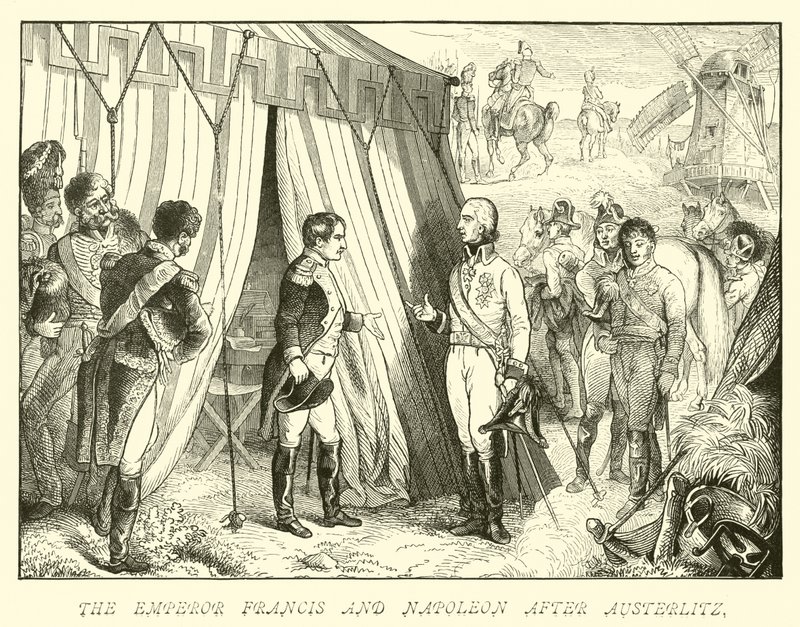 Císař František a Napoleon po Slavkově od German School