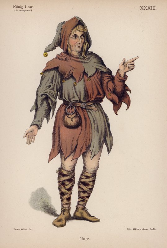Blázen, ze Shakespearova Krále Leara (barevné lito) od German School