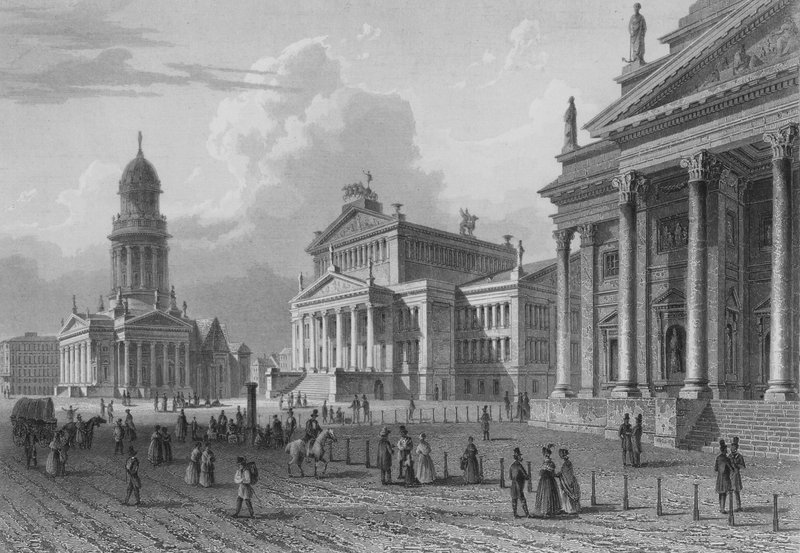 Gendarmenmarkt, Berlín (ocelová rytina) od German School