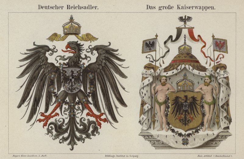 Německý císařský orel a císařův velký erb (barva lito) od German School