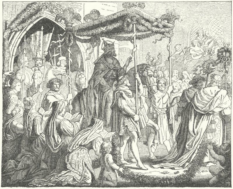 Císař Svaté říše římské Karel IV vjíždí do Lubecku od German School