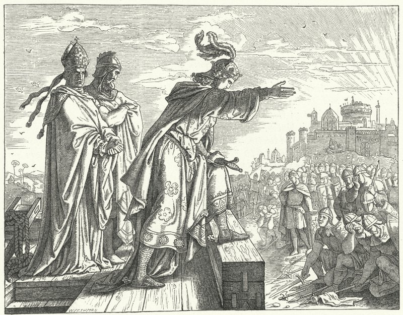 Císař Svaté říše římské Otto III obviňuje Římany z neloajality (rytina) od German School