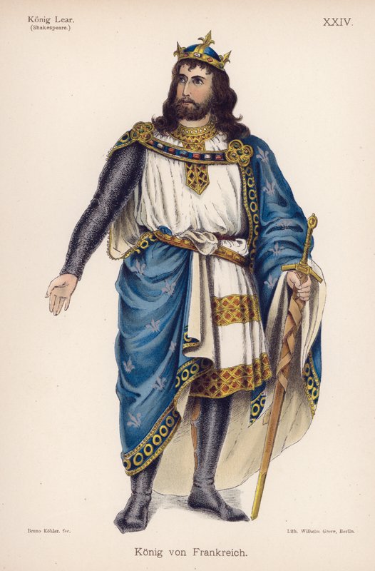 Francouzský král, ze Shakespearova Krále Leara (barevné lito) od German School