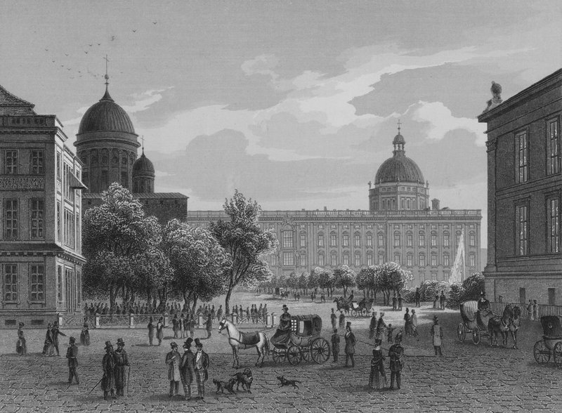 Lustgarten, Berlín (ocelová rytina) od German School