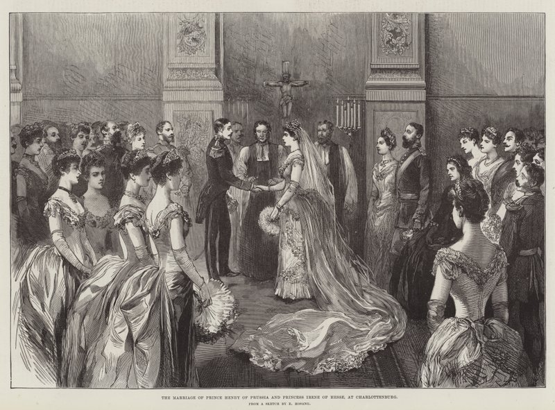 Sňatek prince Jindřicha Pruského a princezny Irene Hessenské v Charlottenburgu (rytina) od German School