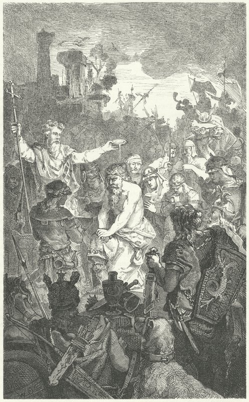 Křest Clovise I., krále Franků, 496 (rytina) od German School