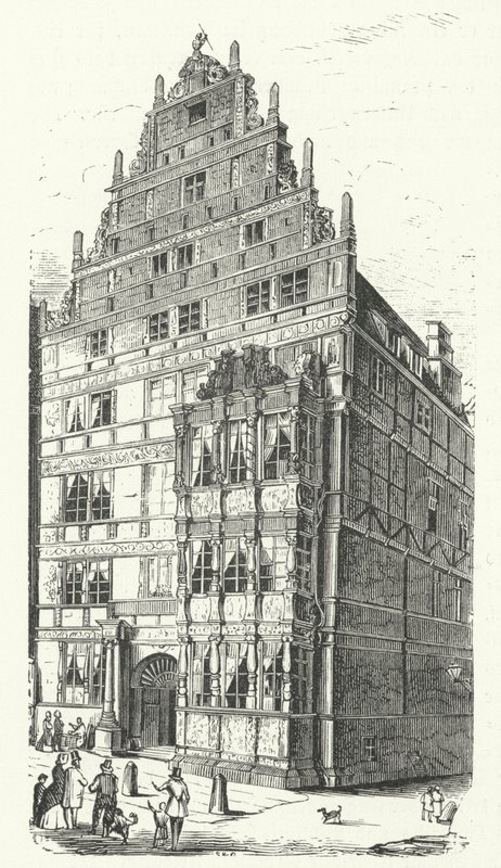Domov německého polyhistora Gottfrieda Wilhelma Leibnize v Hannoveru (rytina) od German School