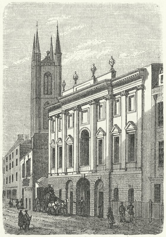 Původní domov Bank of England, Walbrook, Londýn (rytina) od German School