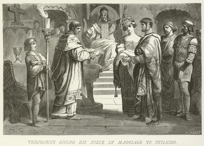 Theodosius provdal svou neteř za Stilicha od German School
