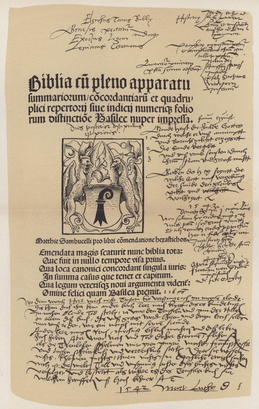 Titulní strana z bible Martina Luthera (barevně lito) od German School