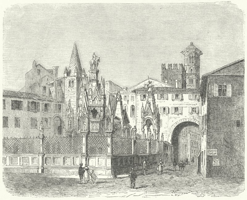 Hrobky Scaligeri, středověkých vládců Verony (rytina) od German School