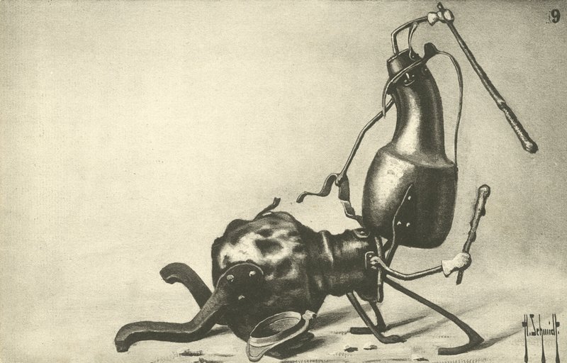 Dva džbány bojující v souboji (litho) od German School