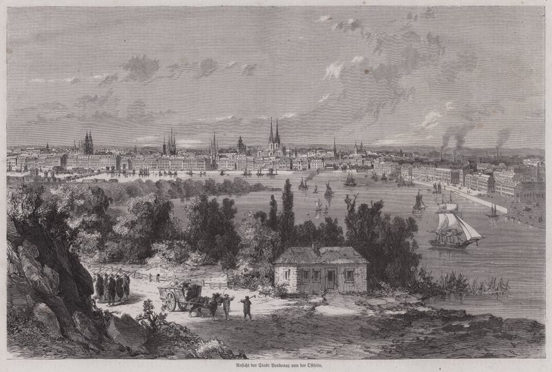 Pohled na Bordeaux, Francie (rytina) od German School