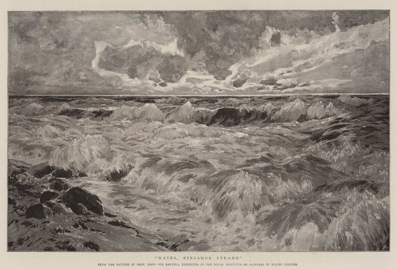 Vlny, Einsamor Strand (litho) od German School