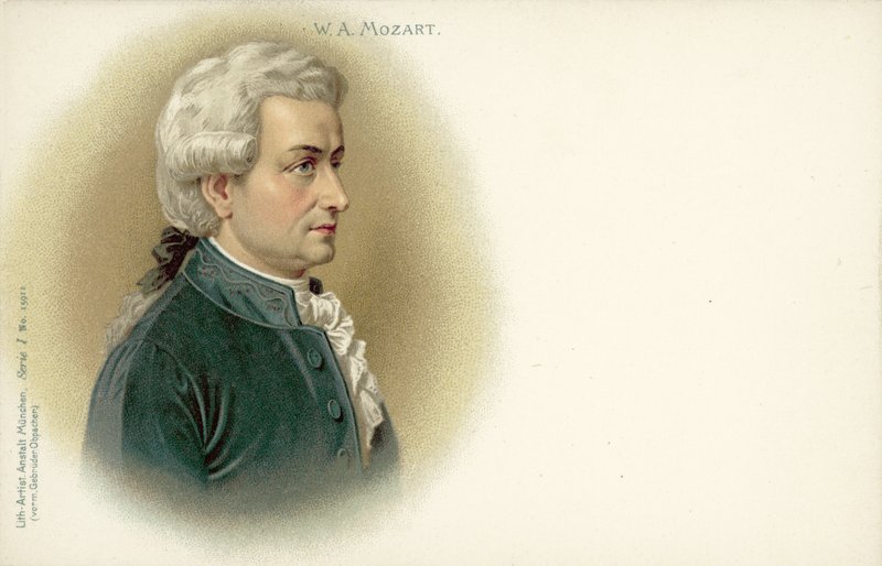 Wolfgang Amadeus Mozart (barevné lito) od German School