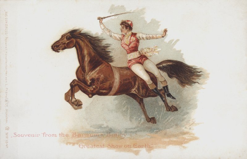 Jezdkyně v cirkuse Barnum a Bailey (chromolitografie) od German School