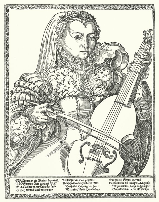 Žena hrající na violoncello (rytina) od German School