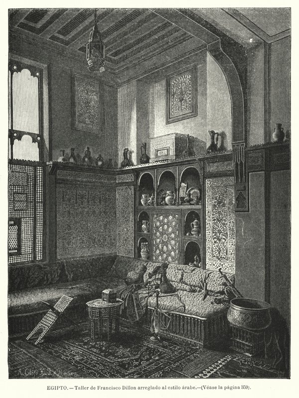 Dílna Francise Dillona, vyzdobená v arabském stylu (litho) od German School