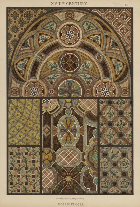 XVIII. století, mozaikové podlahy (barevné lito) od German School