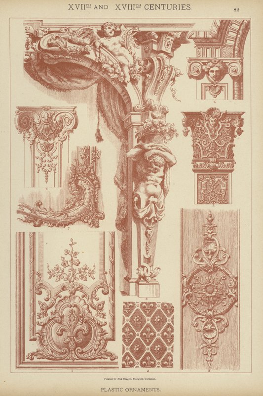 XVII. a XVIII. století, Plastové ozdoby (barevné lito) od German School