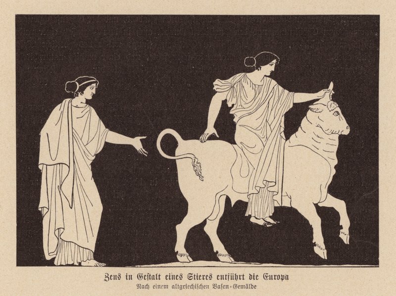 Zeus v podobě býka unášejícího Evropu (litho) od German School