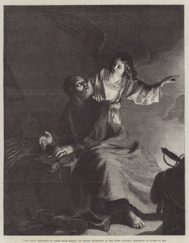 Anděl, propuštění svatého Petra z vězení od Gerrit van Honthorst