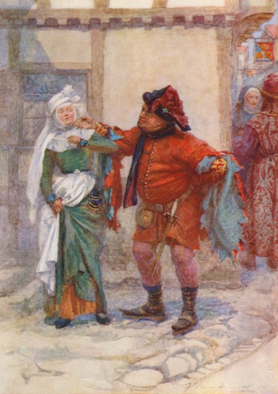 Shakespeare, Král Jindřich IV, 2. část (barevná litografie) od Gertrude E. Demain (after) Hammond