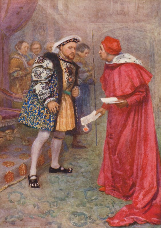 Shakespeare, Král Jindřich VIII (barevná litografie) od Gertrude E. Demain (after) Hammond