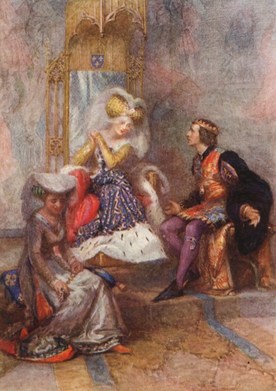 Shakespeare, Král Jindřich V. (barevná litografie) od Gertrude E. Demain (after) Hammond